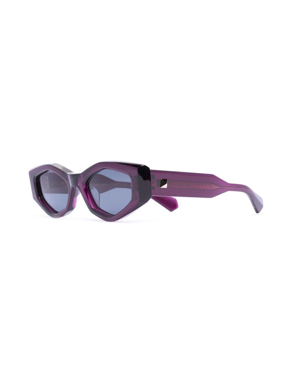 Shop Valentino Rockstud Irregular-frame Sunglasses In Purple