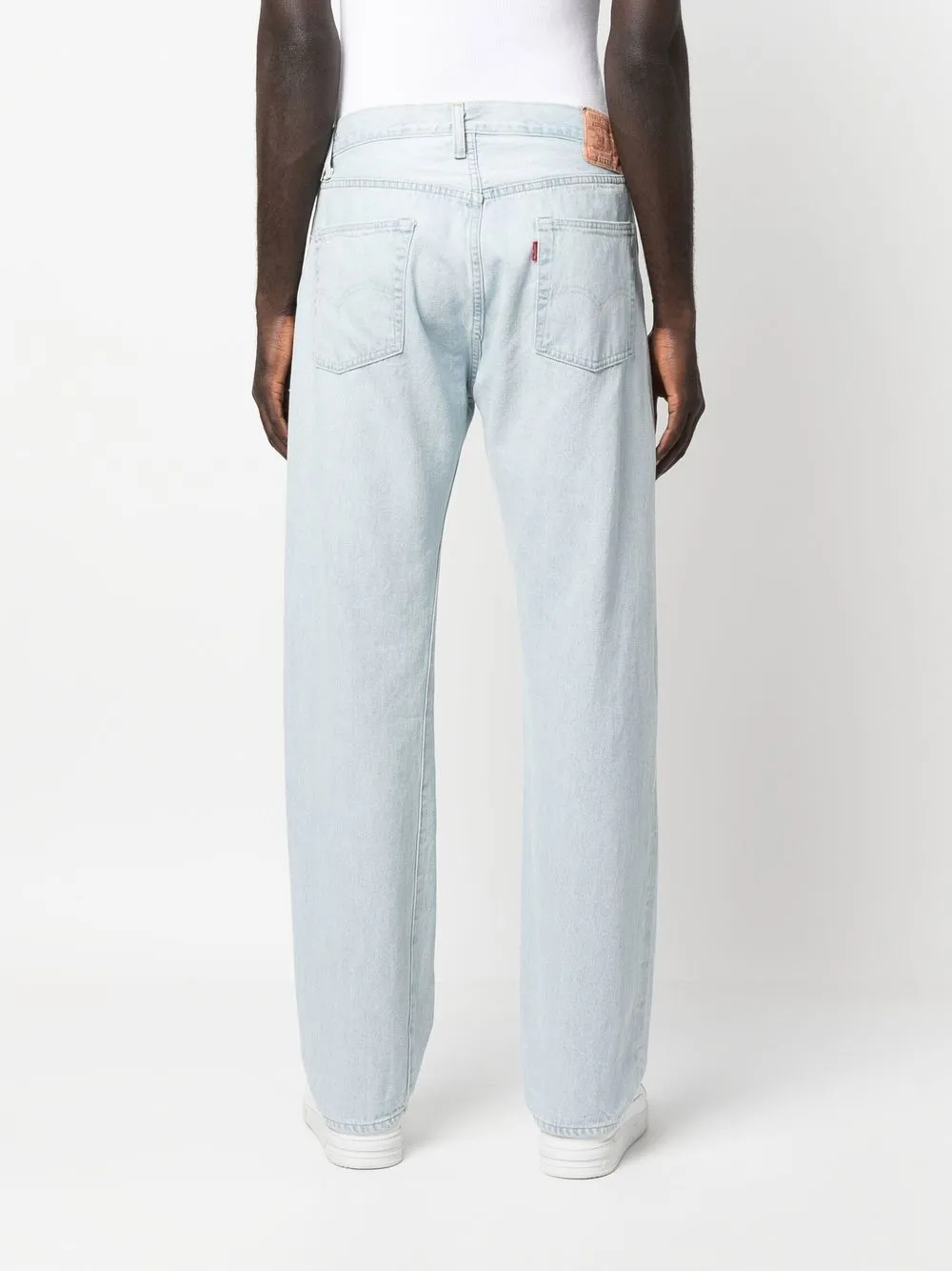 wide-leg light-wash jeans