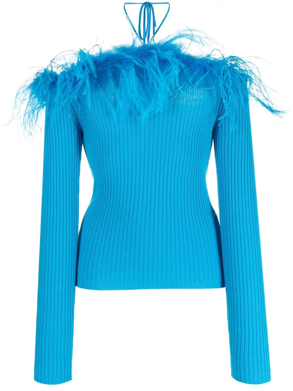 

Giuseppe Di Morabito feather-trim ribbed-knit top - Blue