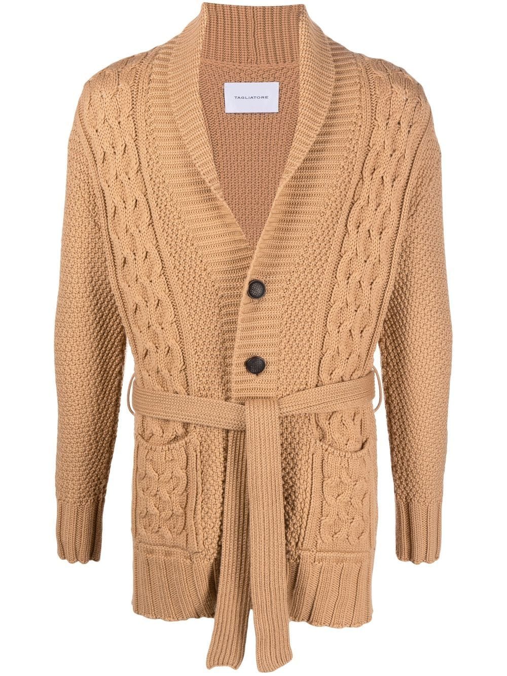 Tagliatore cable-knit belted cardigan - Neutrals