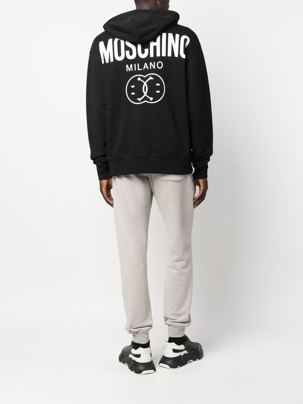 Shop Moschino Logo-print Cotton Hoodie In Black