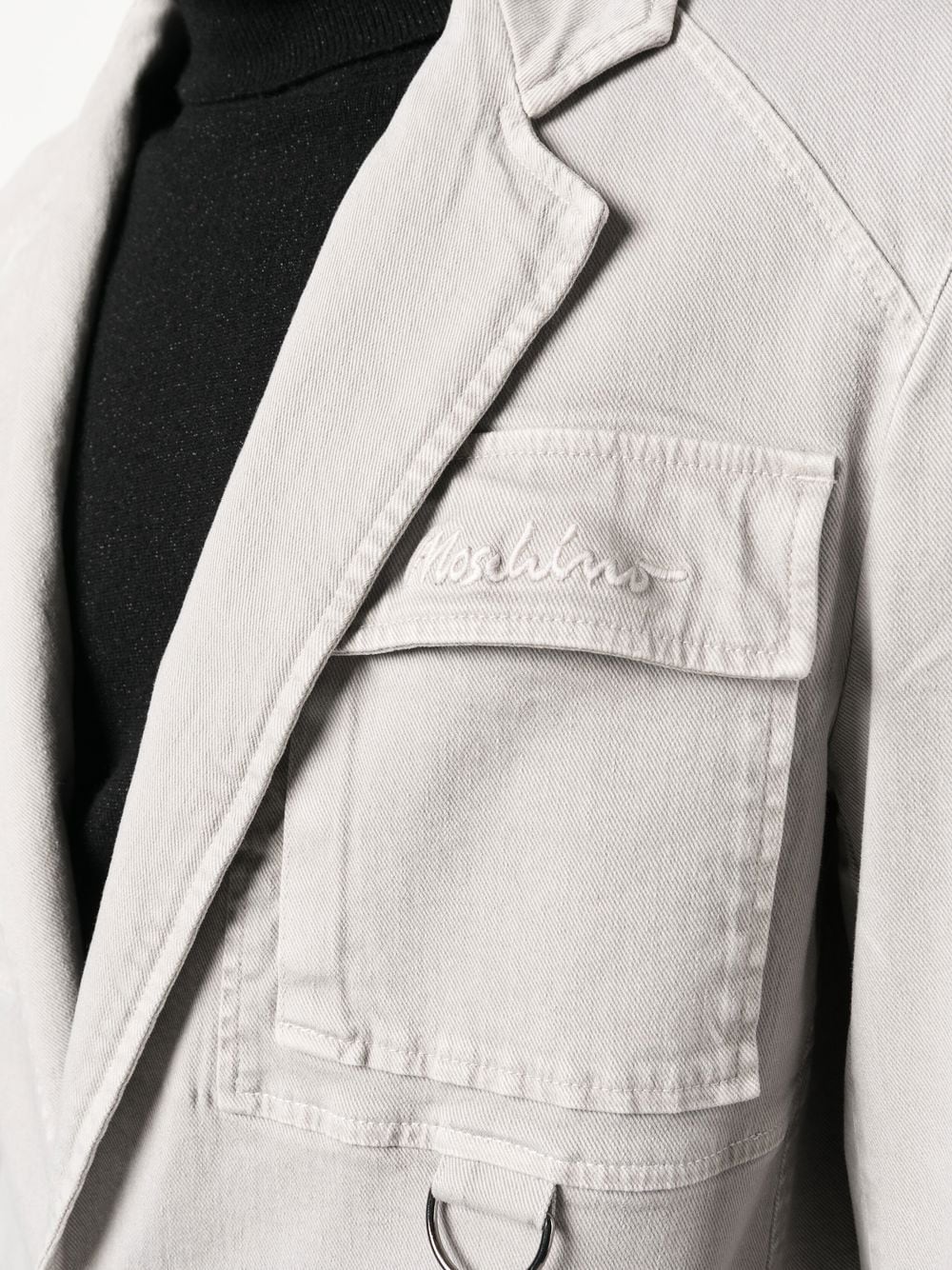 Shop Moschino Military-style Cotton Safari Jacket In Grey