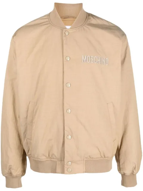 Moschino chamarra bomber con logo bordado