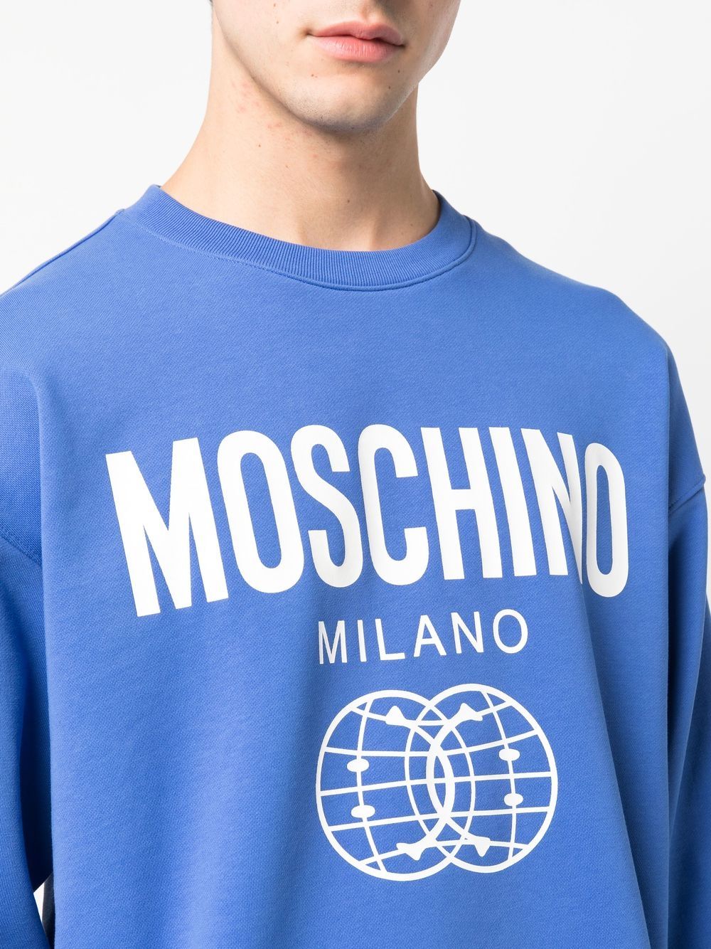 Shop Moschino Logo-print Oversize Jumper In Blue