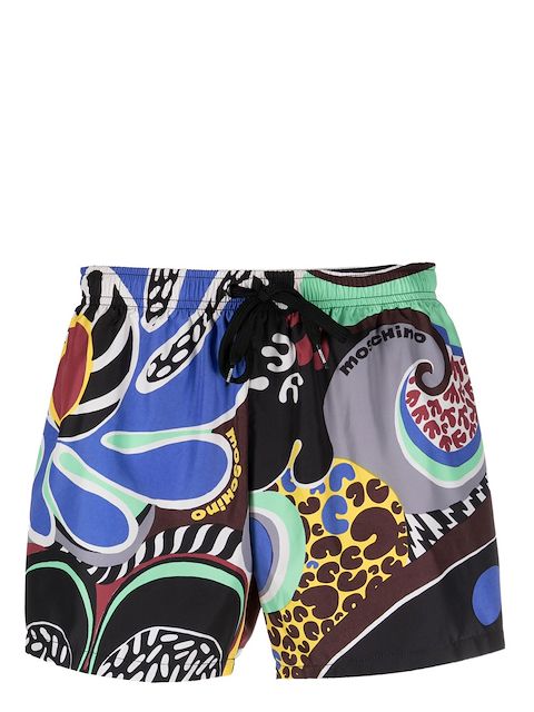Moschino all-over graphic-print swim shorts