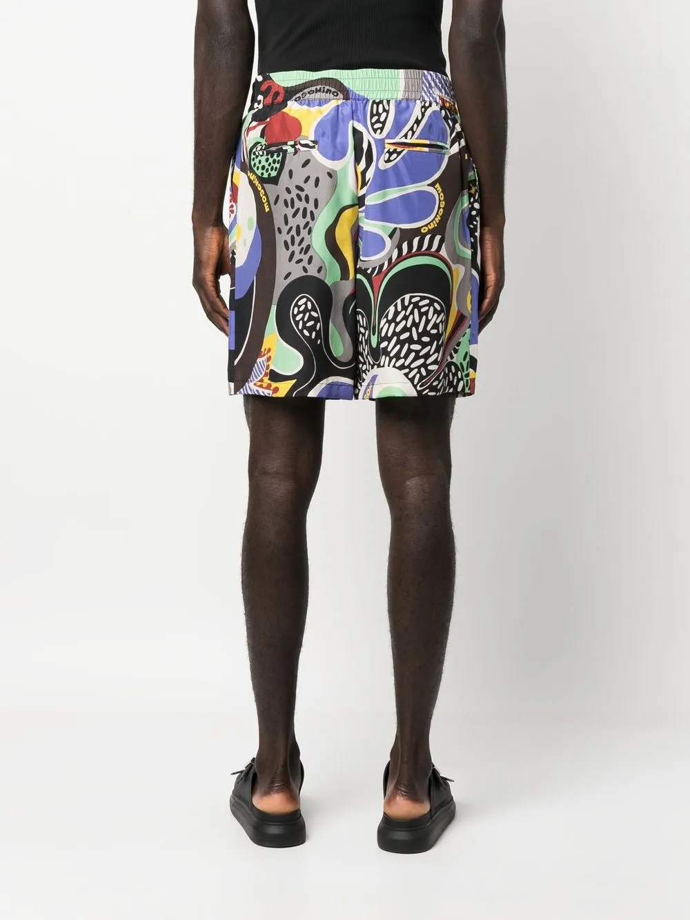 Moschino Printed Swim Shorts In Black
