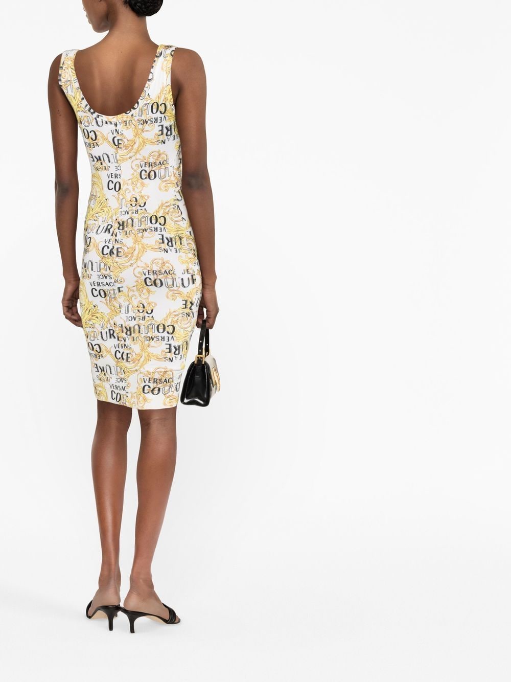Shop Versace Jeans Couture Logo-print Midi Dress In White