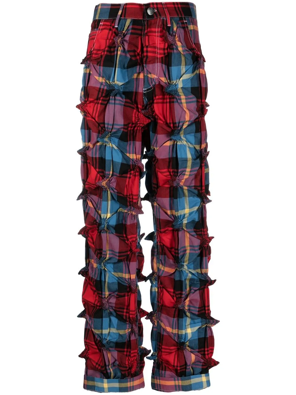 

Charles Jeffrey Loverboy quilted tartan straight-leg trousers - Red