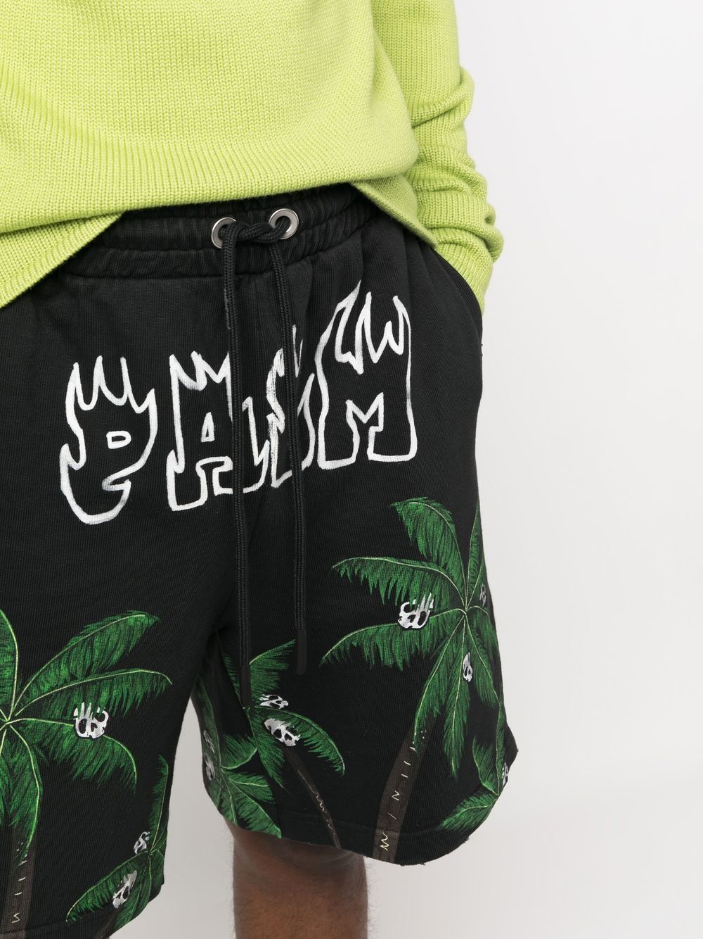 Shop Palm Angels Palm-print Sweatshorts In Black