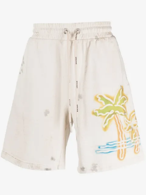 Palm Angels palm-print track shorts