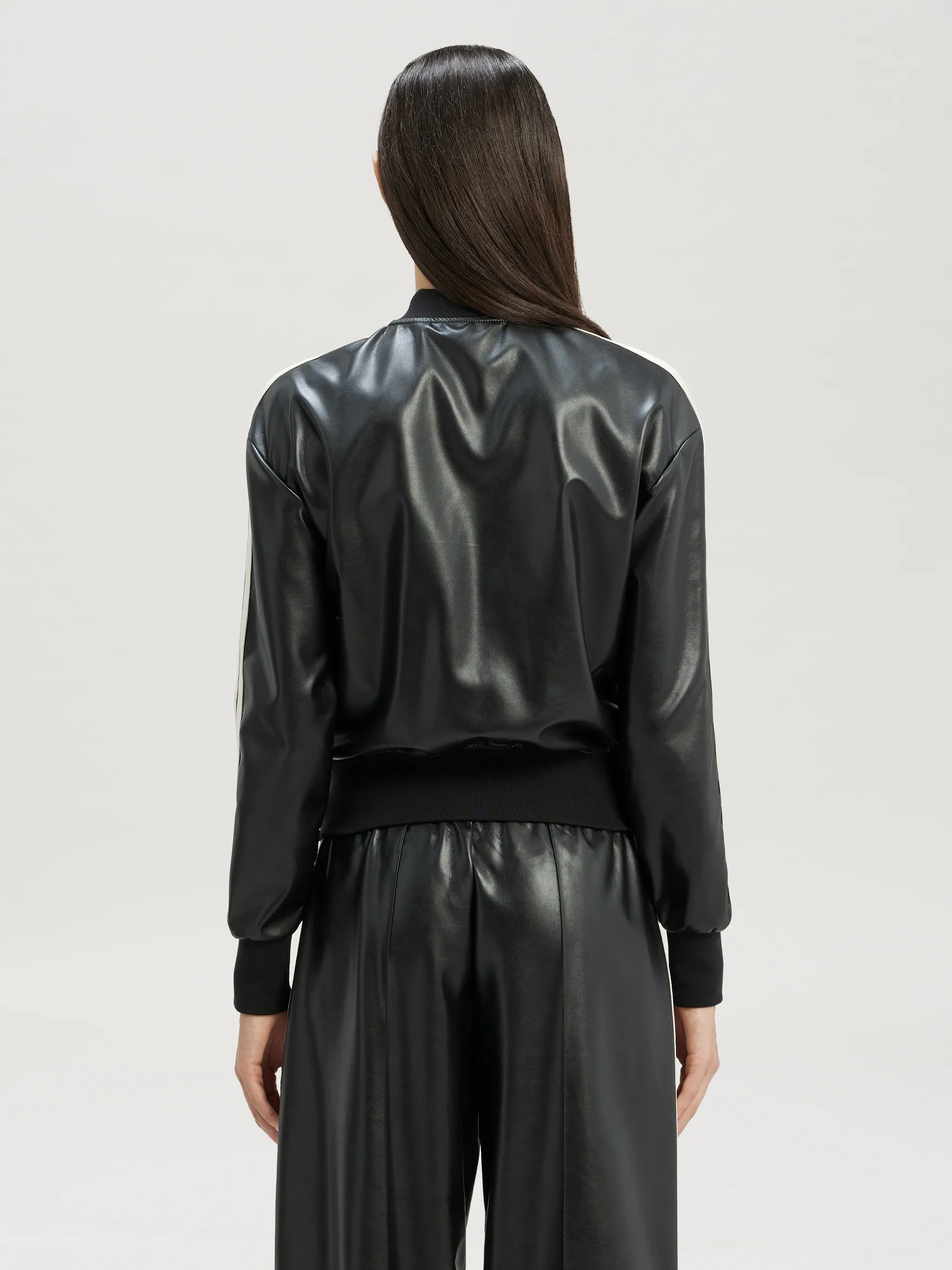 Leather Effect Bomber Track Jacket