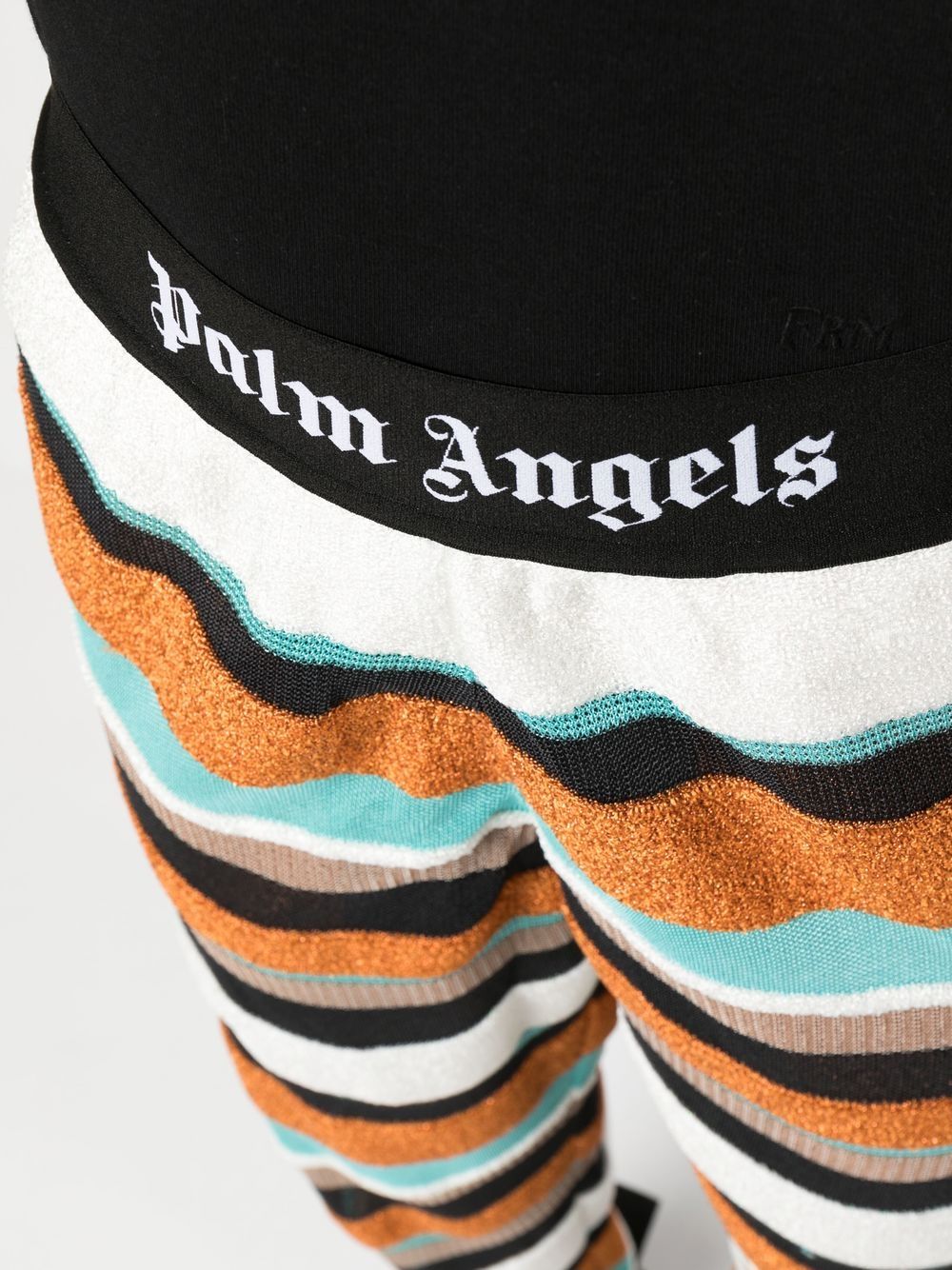 Shop Palm Angels Logo-waistband Striped Knitted Track Pants In 褐色