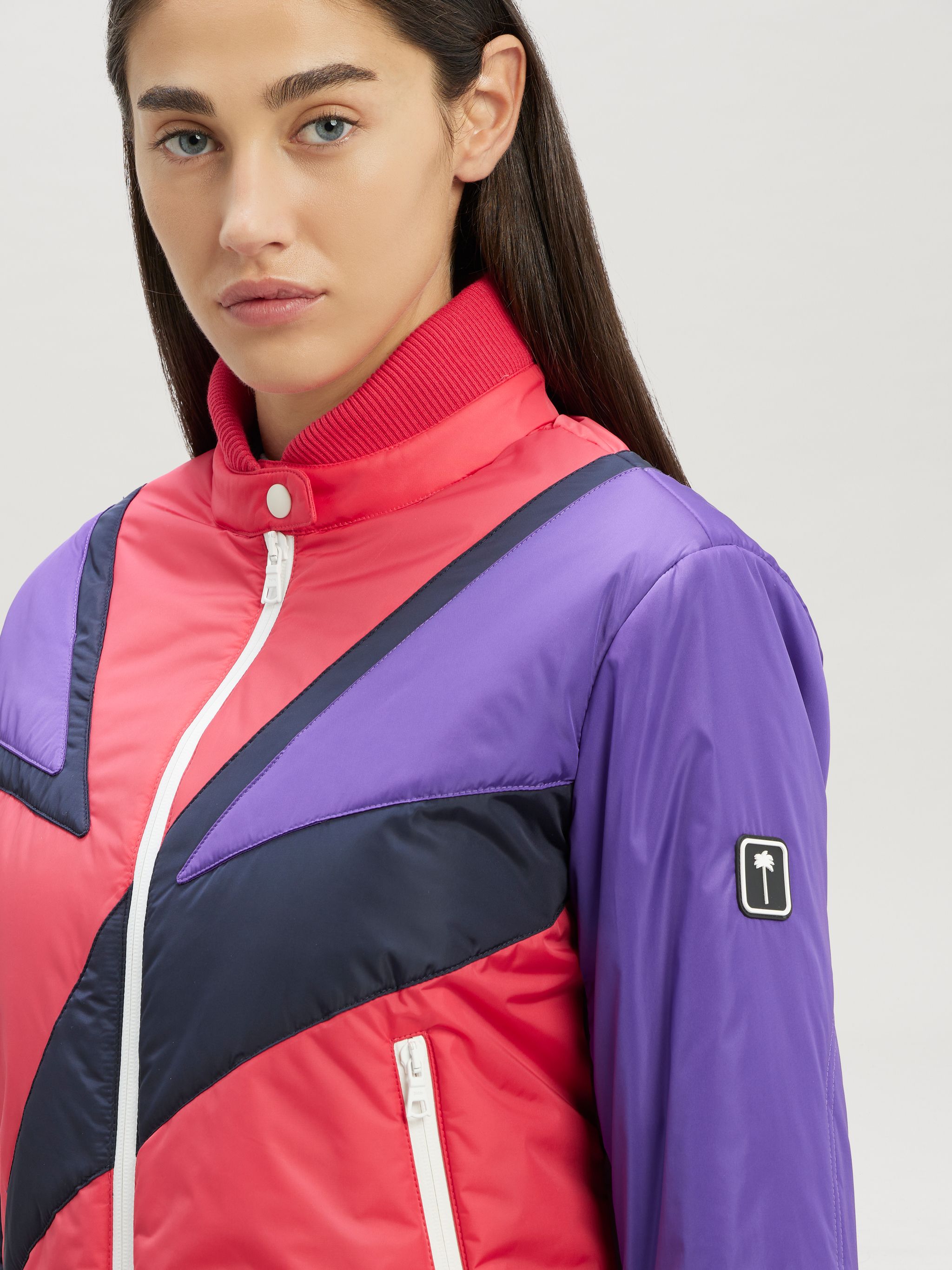 multi coloured ski jacket