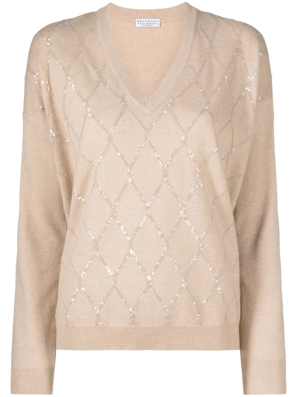 

Brunello Cucinelli sequinned V-neck jumper - Neutrals