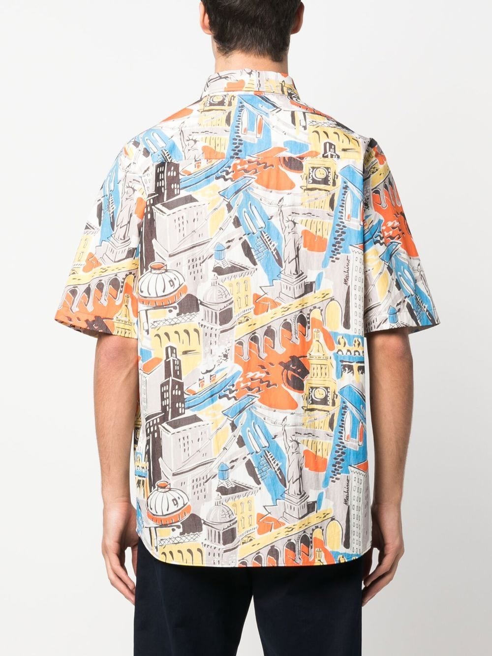 Shop Moschino Graphic-print Short-sleeved Shirt In Grey
