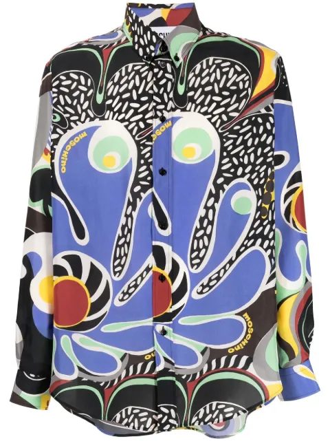 Moschino graphic-print button-up silk shirt