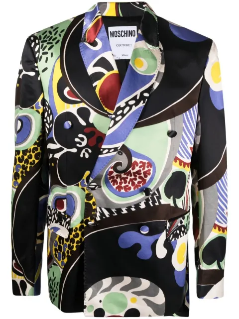 Moschino graphic-print double-breasted blazer