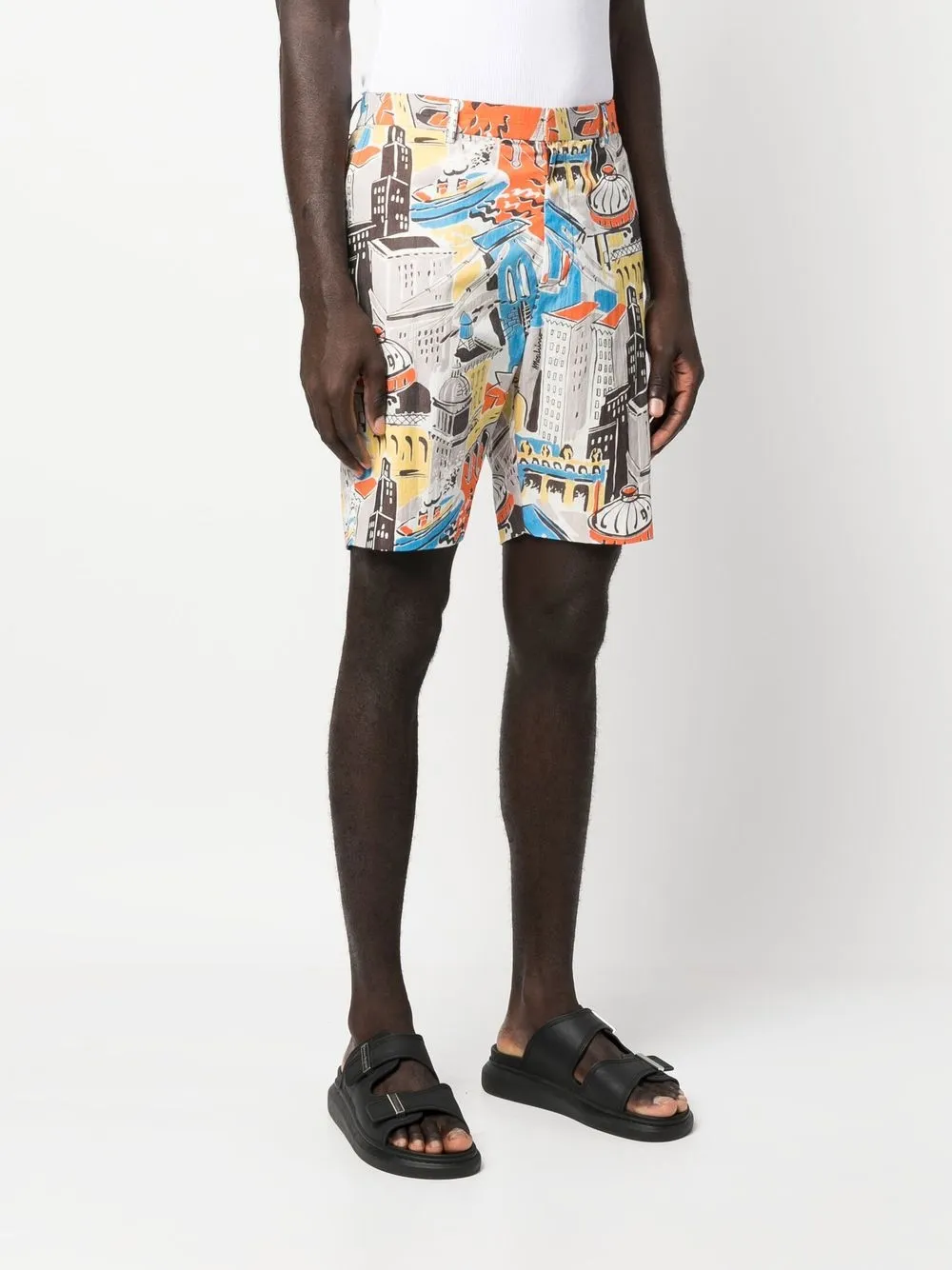 Moschino Graphic-print Bermuda Shorts In Grey