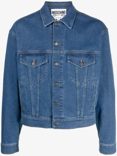 Moschino logo-embroidered denim jacket