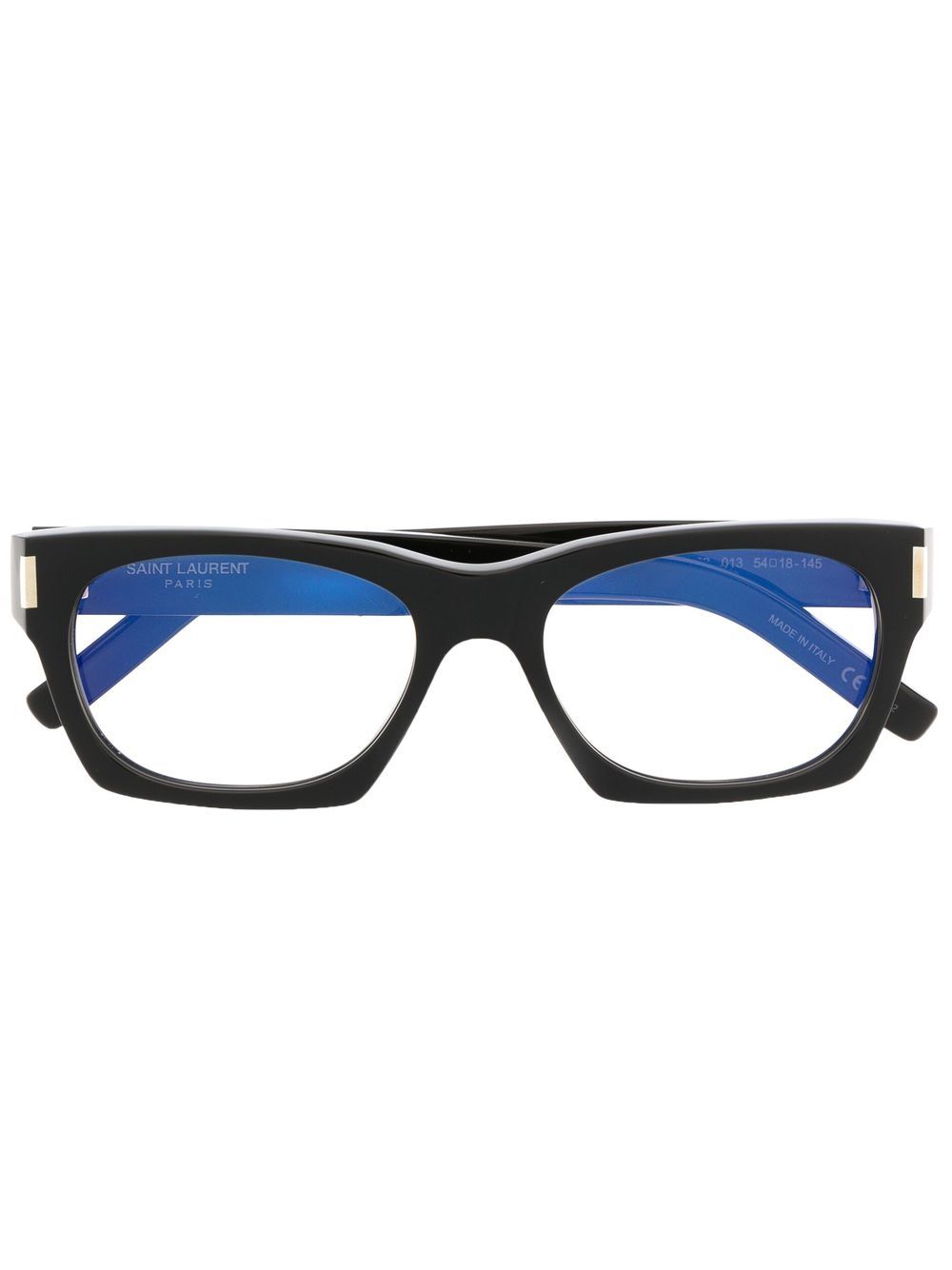 

Saint Laurent Eyewear square-frame engraved-logo glasses - Black