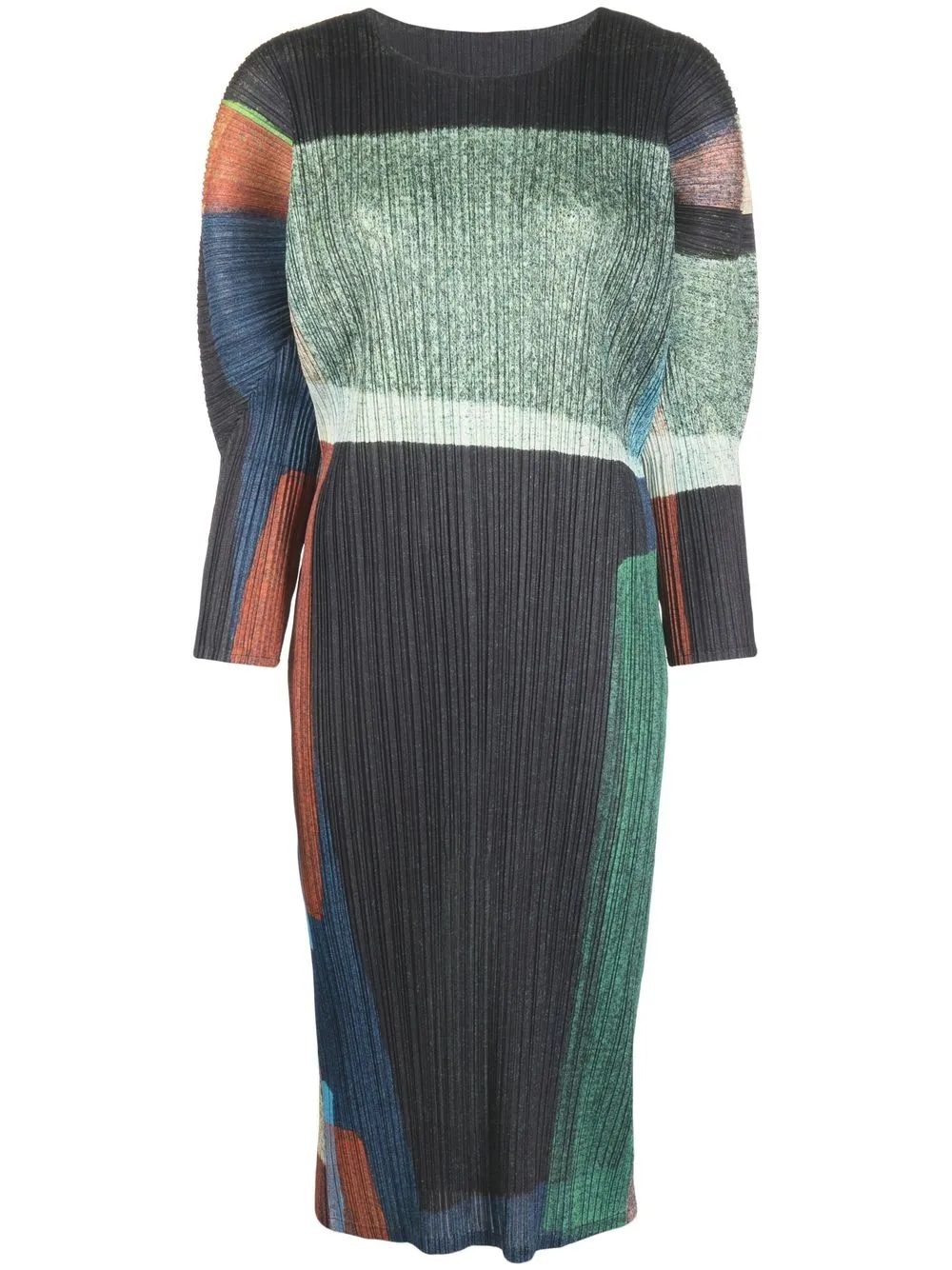 

Pleats Please Issey Miyake plissé colour-block dress - Blue