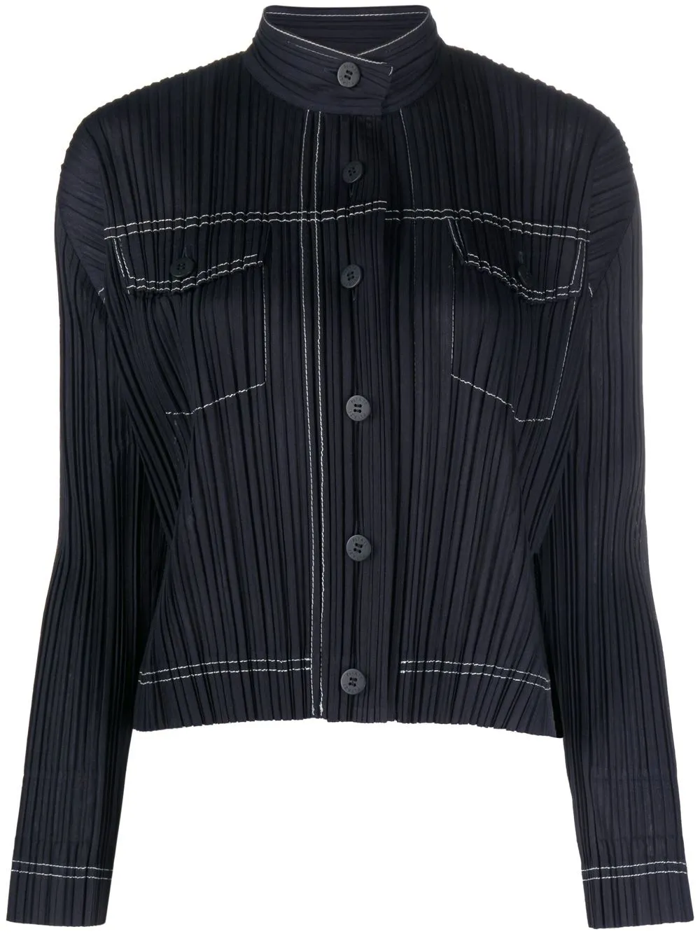 

Pleats Please Issey Miyake pleated long-sleeve top - Blue