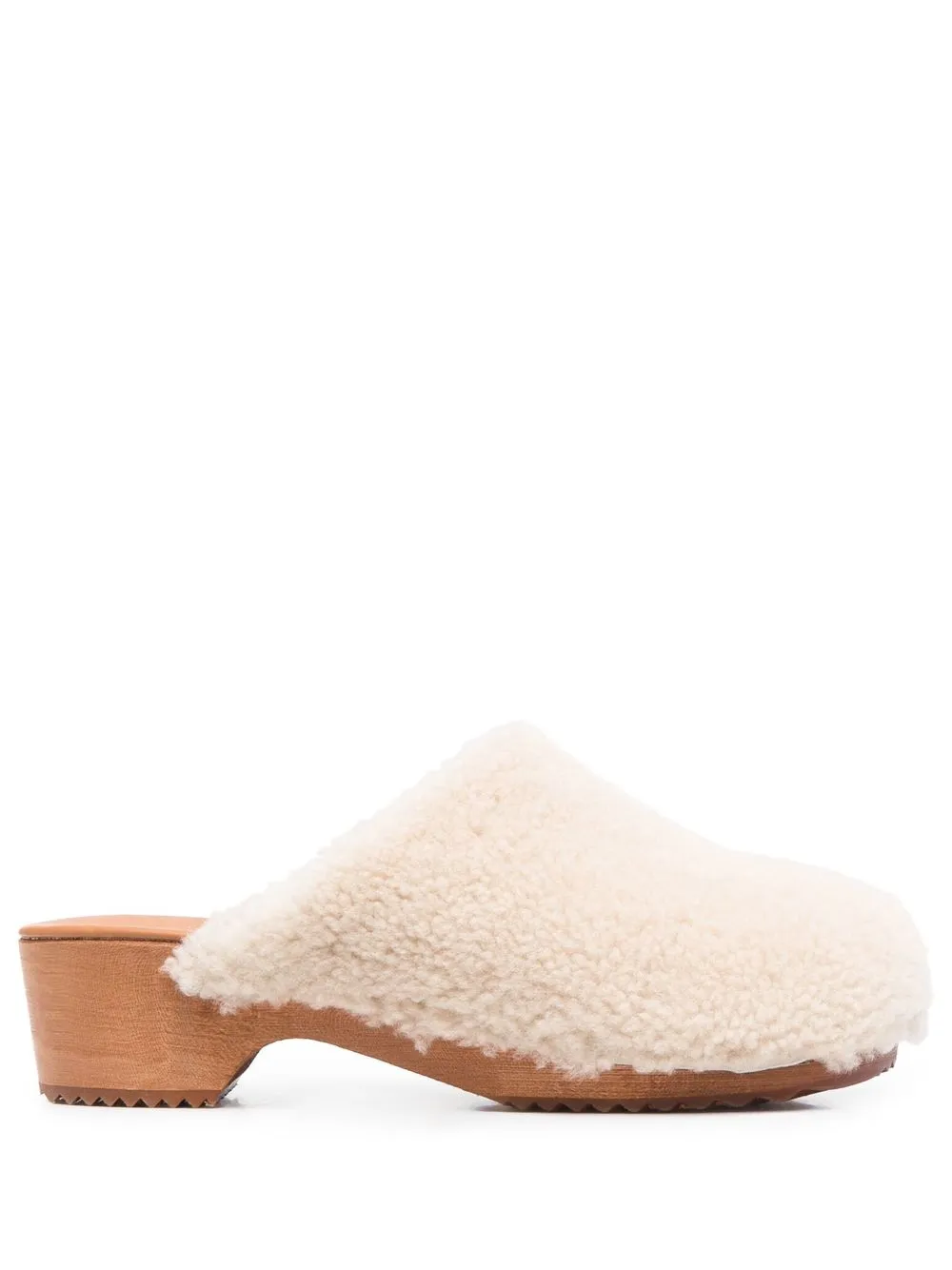 

FIGURE DECORATIVE shearling leather mules - White