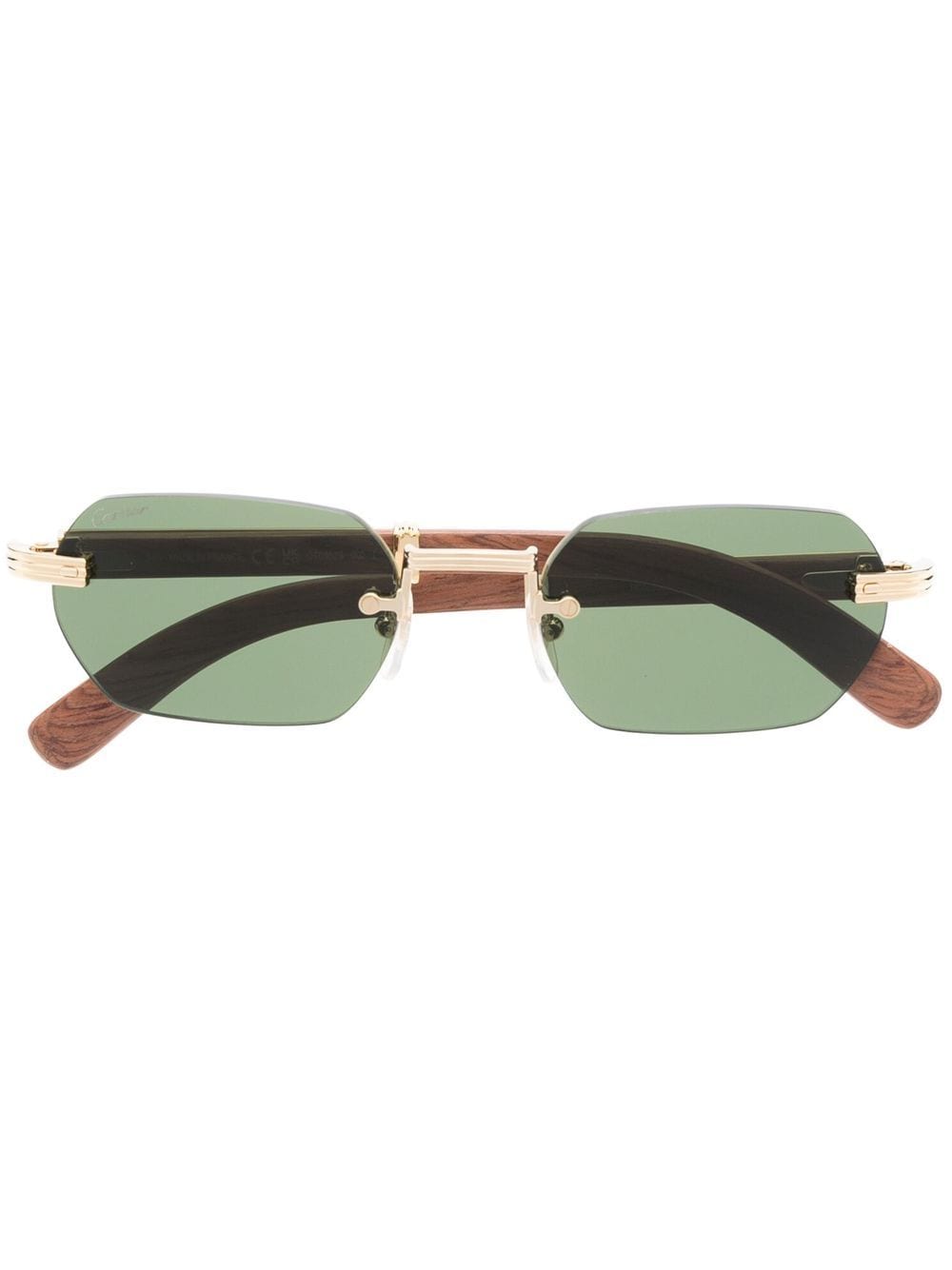 Cartier Tinted Geometric-frame Sunglasses In Gold
