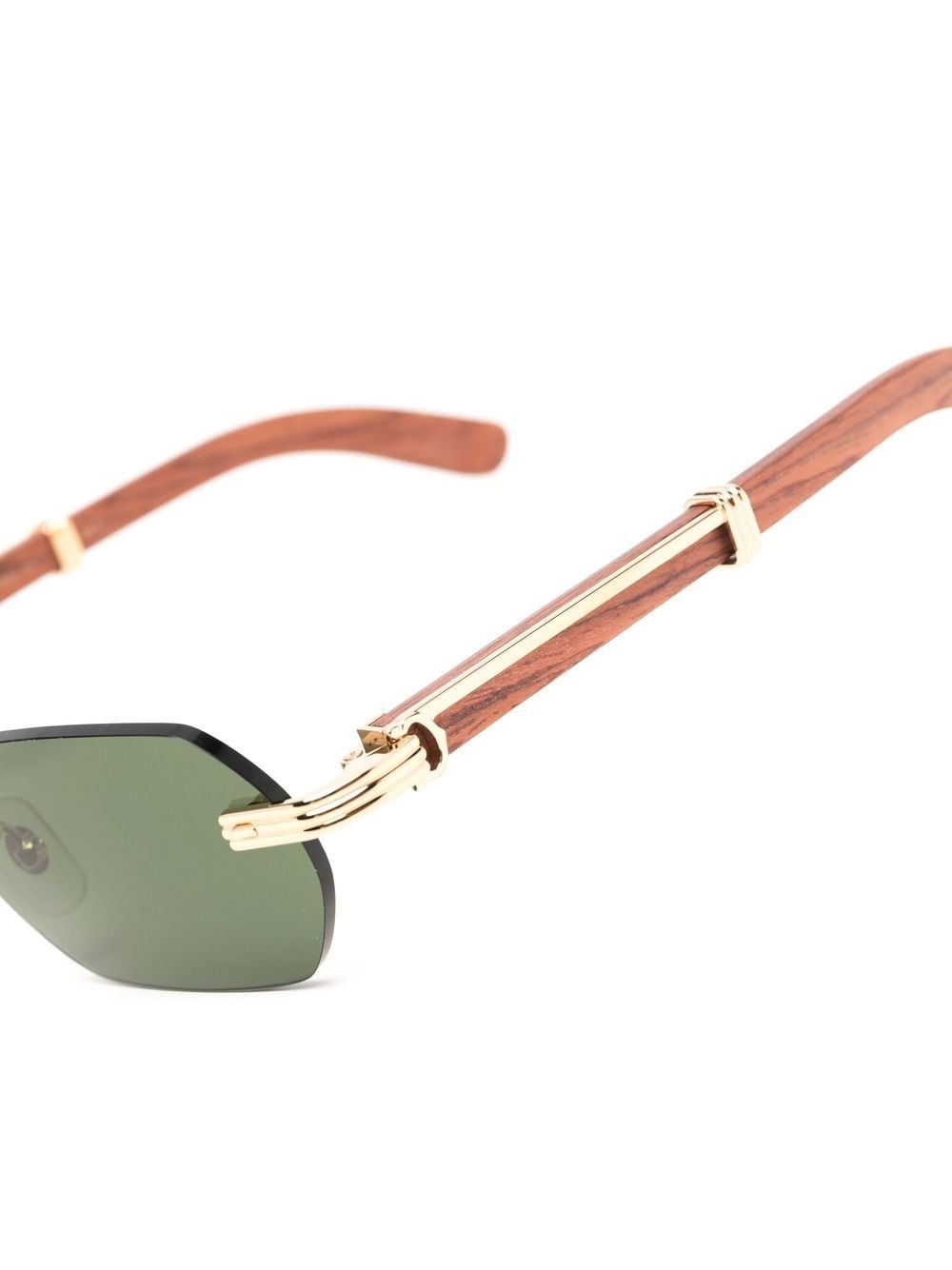 Shop Cartier Tinted Geometric-frame Sunglasses In Gold