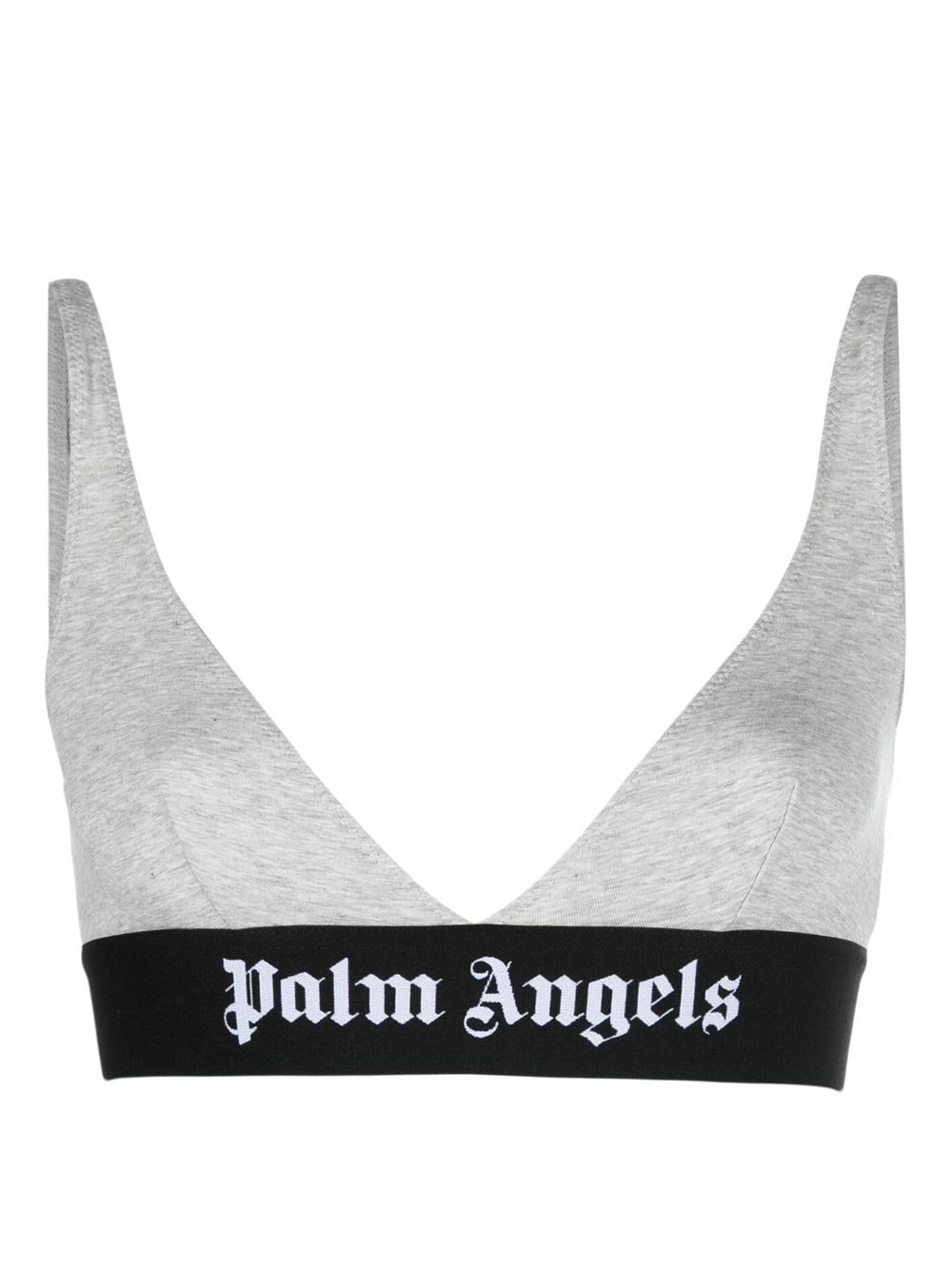 Palm Angels Logo-trim Triangle Bra In Grey