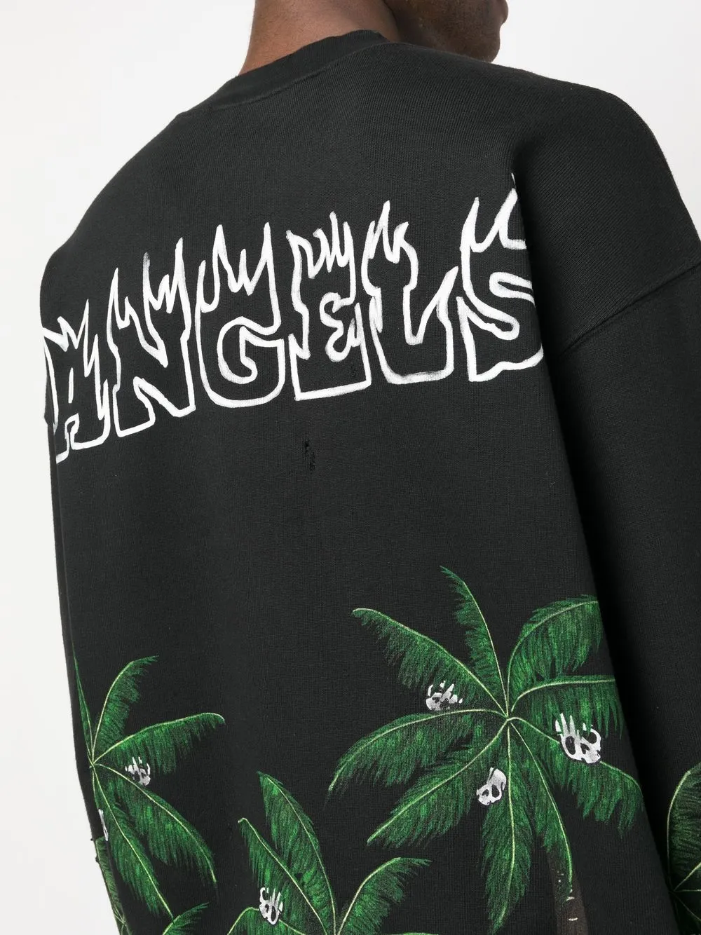 Shop Palm Angels Palm & Skull Logo-print Sweatshirt In Black