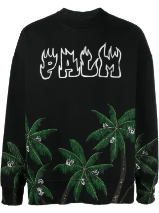 Palm Angels Palm & Skull logo-print Sweatshirt | Black | FARFETCH