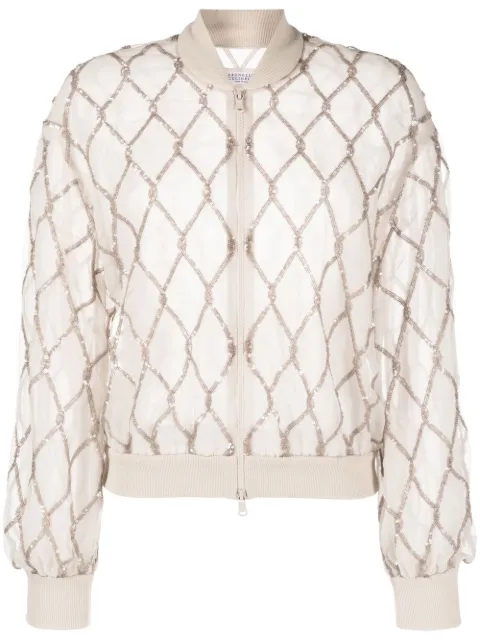 Brunello Cucinelli sequin-embellished bomber jacket 