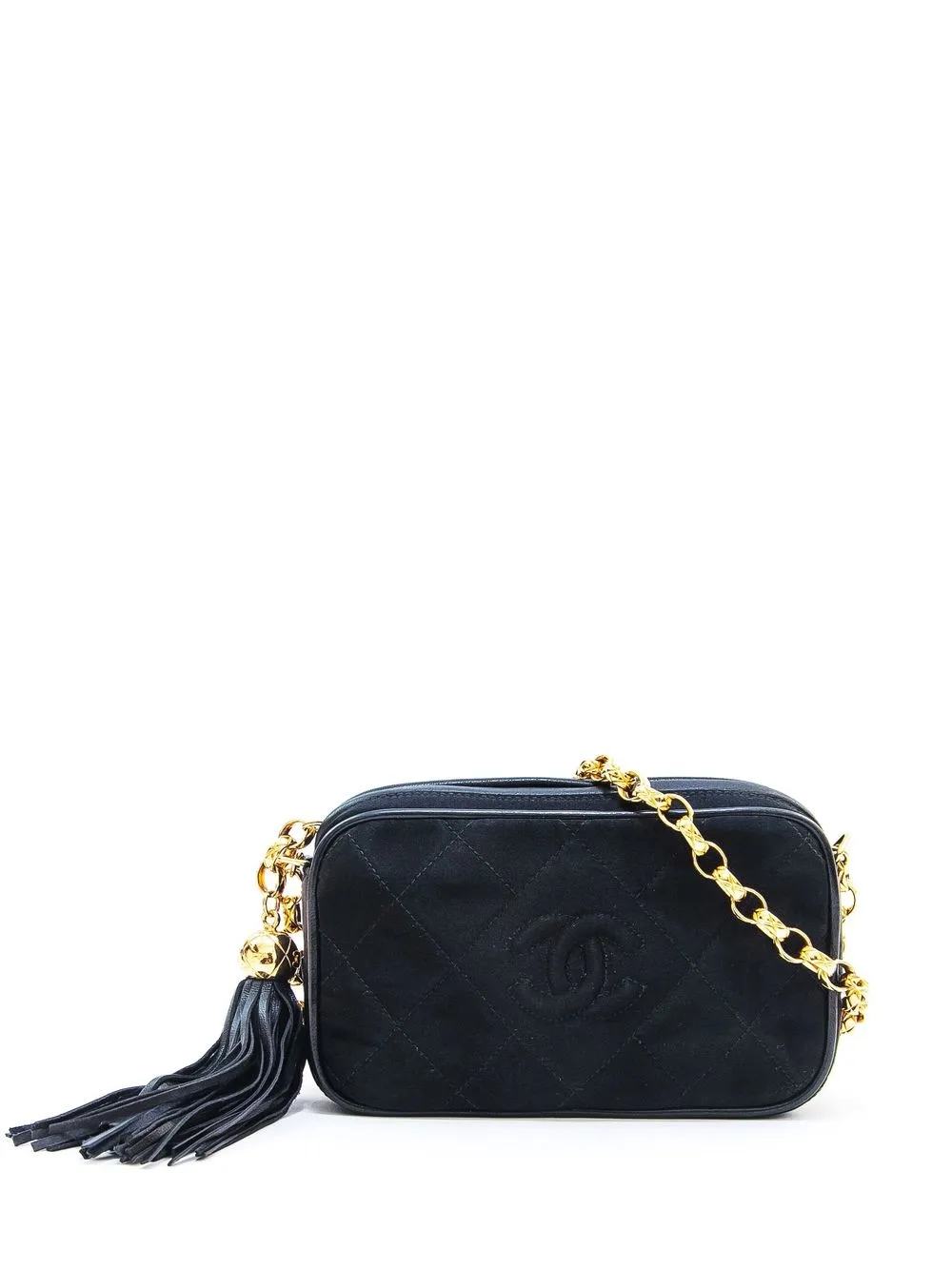 

Chanel Pre-Owned 2005-2006 CC diamond-quilted tassel crossbody bag - Black