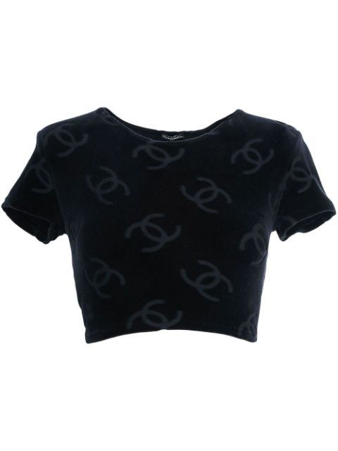 CHANEL 1990s CC logo-print crop top Women