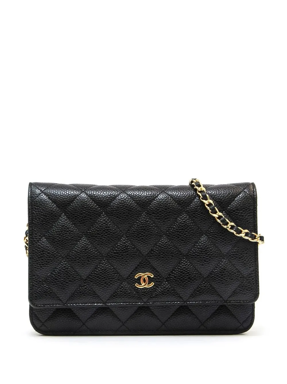 

Chanel Pre-Owned 2018 CC diamond-quilted chain wallet - Black