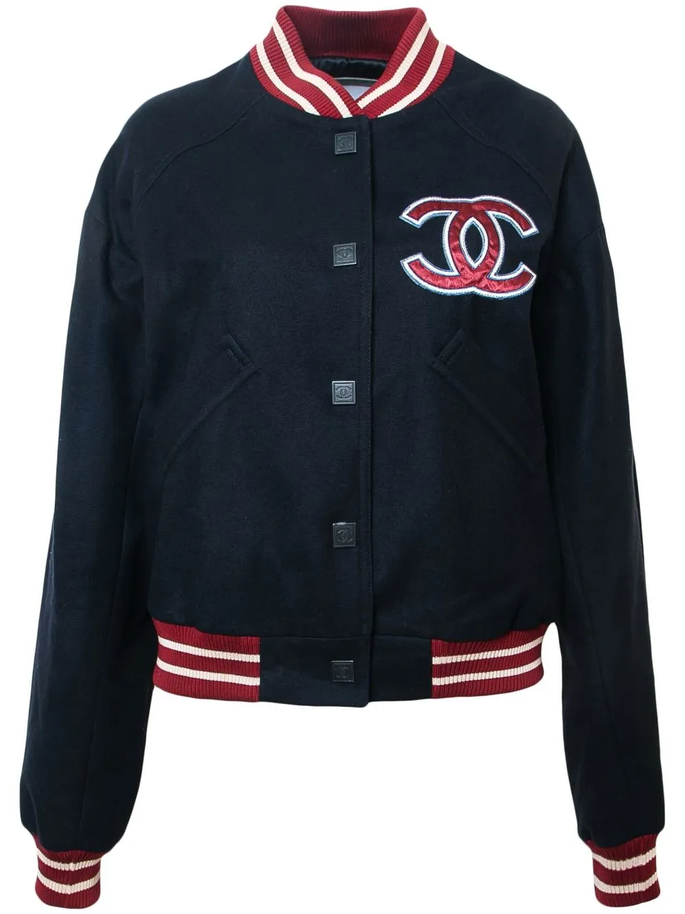 

Chanel Pre-Owned 2004 CC logo-patch varsity jacket - Blue