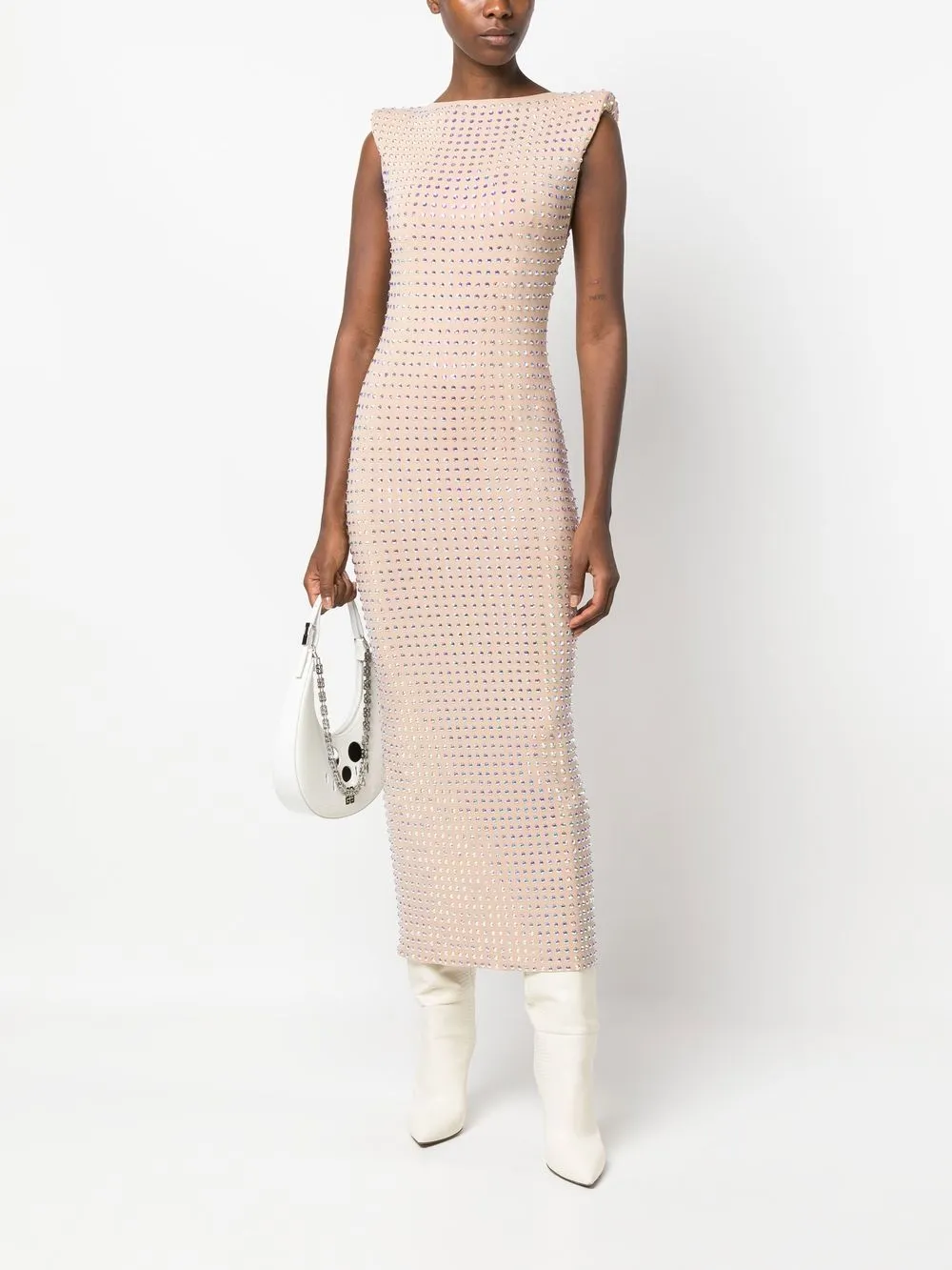 【送料&関税込】SportMax Embellished Crewneck Dress Alexander Wang Short Sleeve Crewneck Dress in Begonia Pink