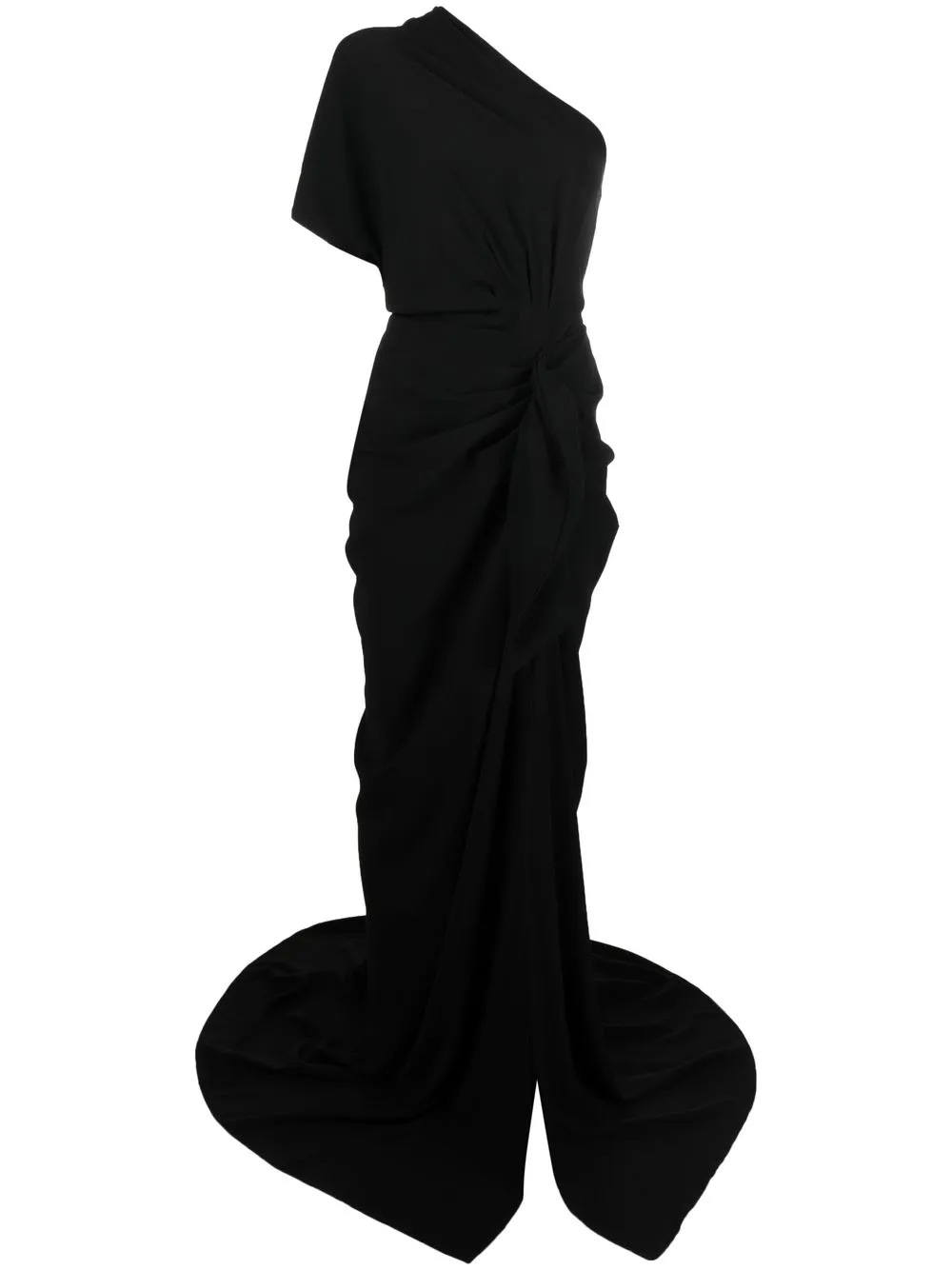 

Rhea Costa one-shoulder ruched evening gown - Black