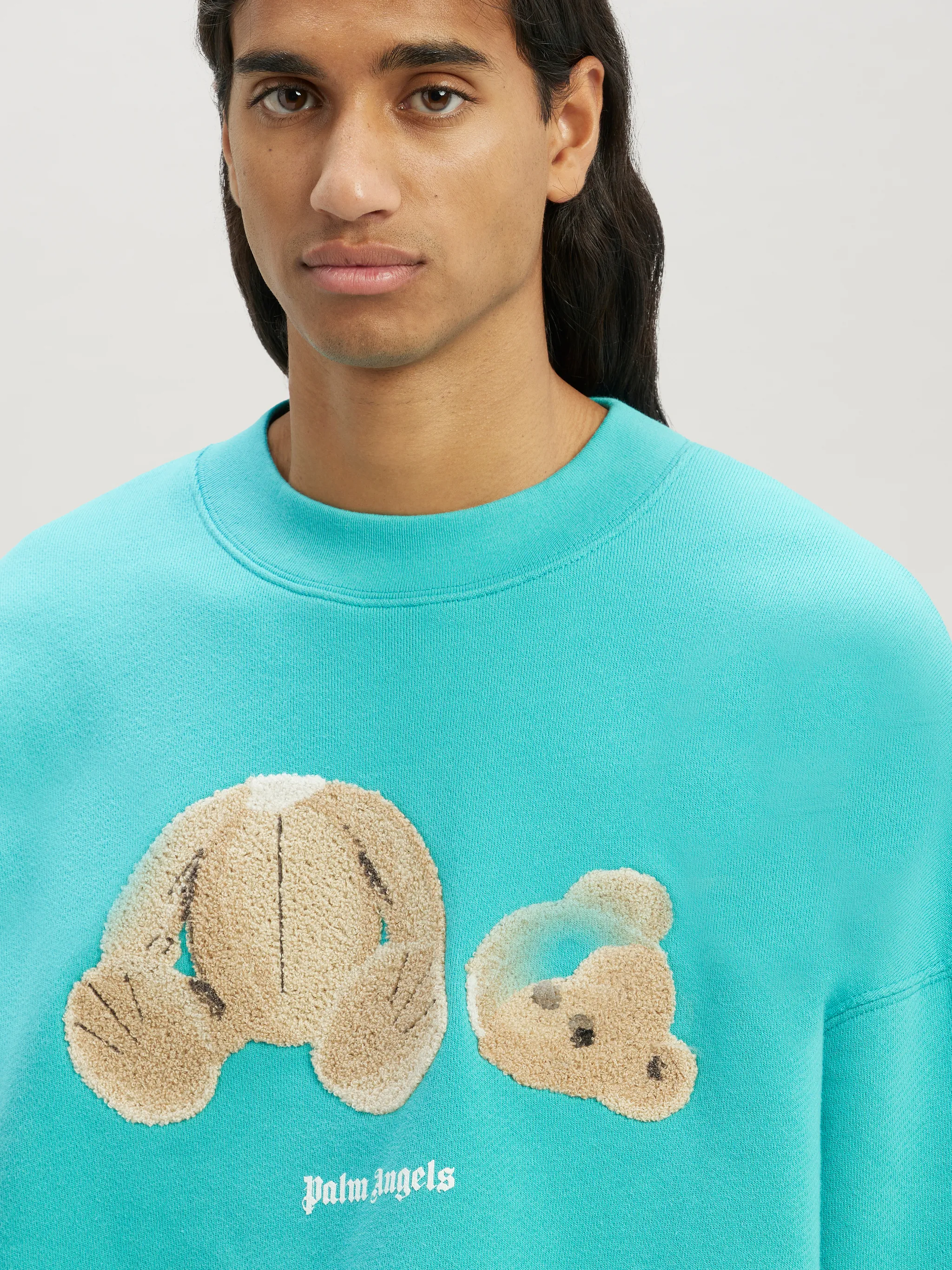 Bear Crewneck in blue - Palm Angels® Official