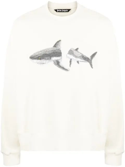 Palm Angels Shark-print crew-neck sweatshirt