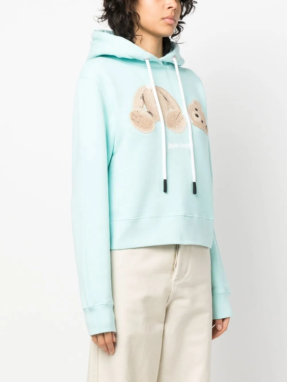 Palm Angels Bear logo motif Cropped Hoodie Farfetch