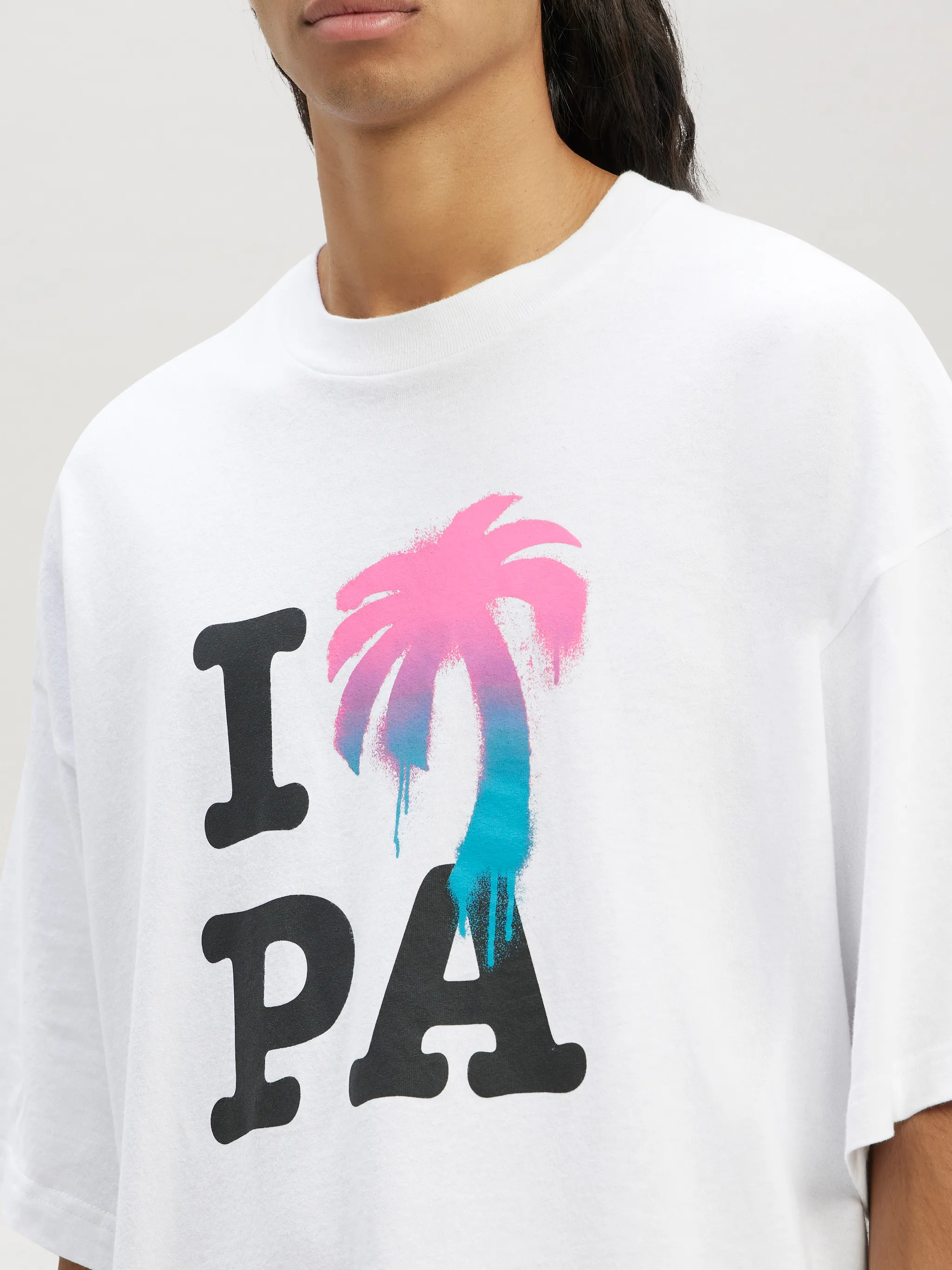 Palm Angels Black I Love Pa Oversized T-shirt for Men