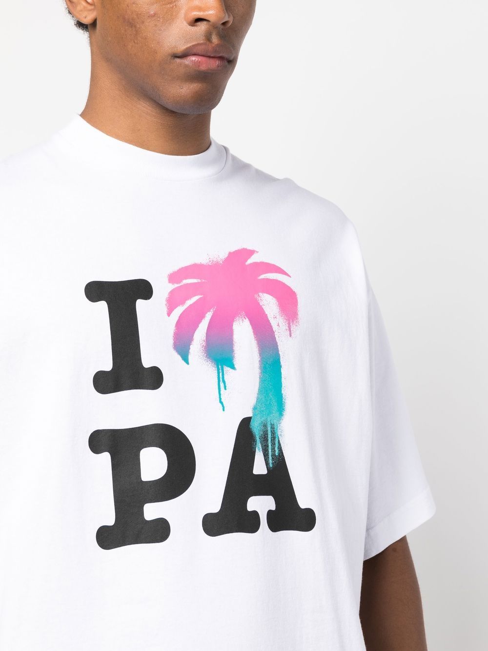 Shop Palm Angels Logo-print Organic Cotton T-shirt In White