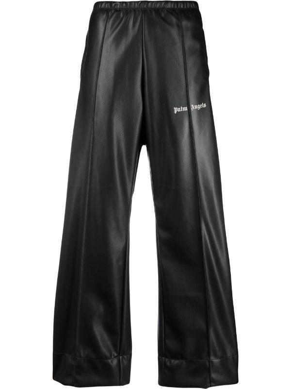 Black leather hot sale track pants