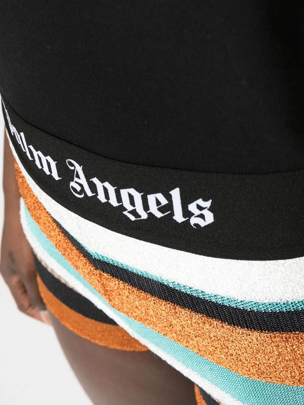 Palm Angels Viscose Blend Lurex Stripe Knit Shorts In 褐色