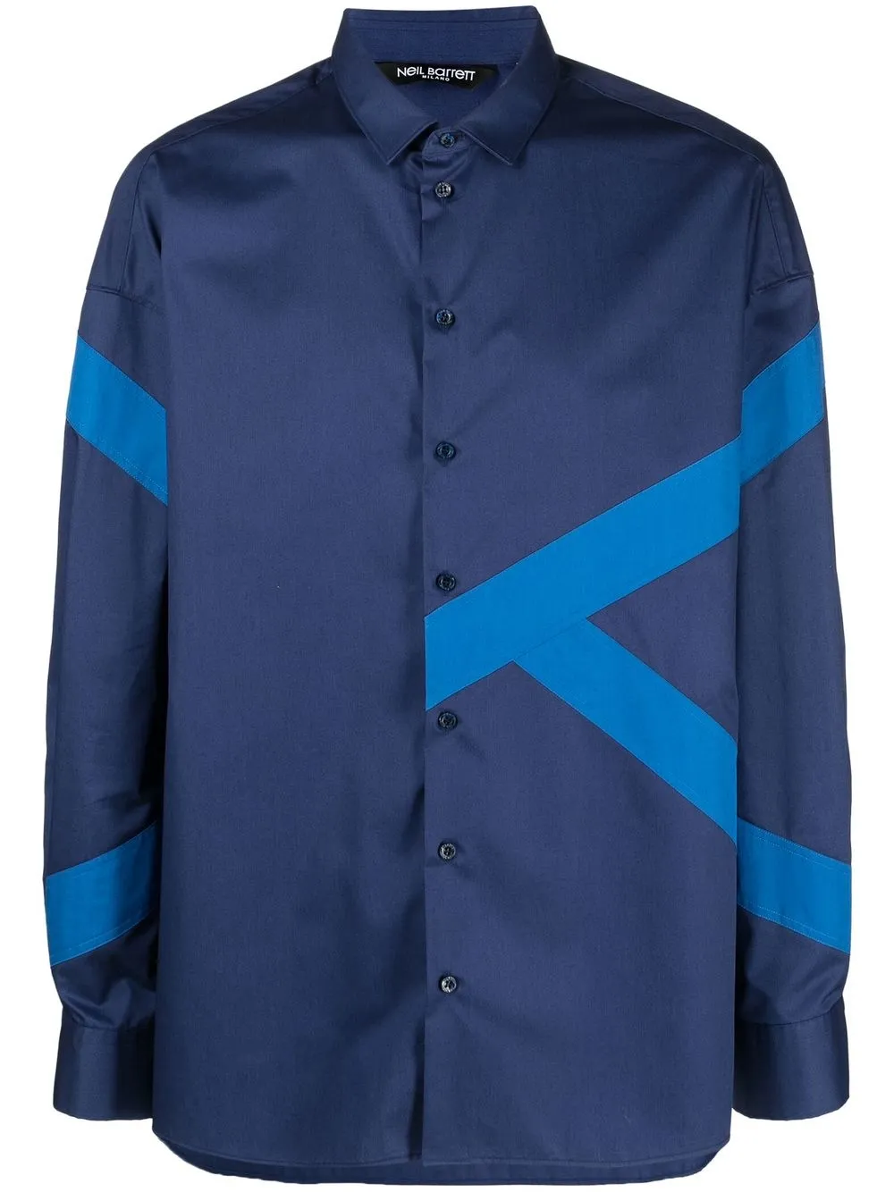 

Neil Barrett panelled long-sleeve shirt - Blue