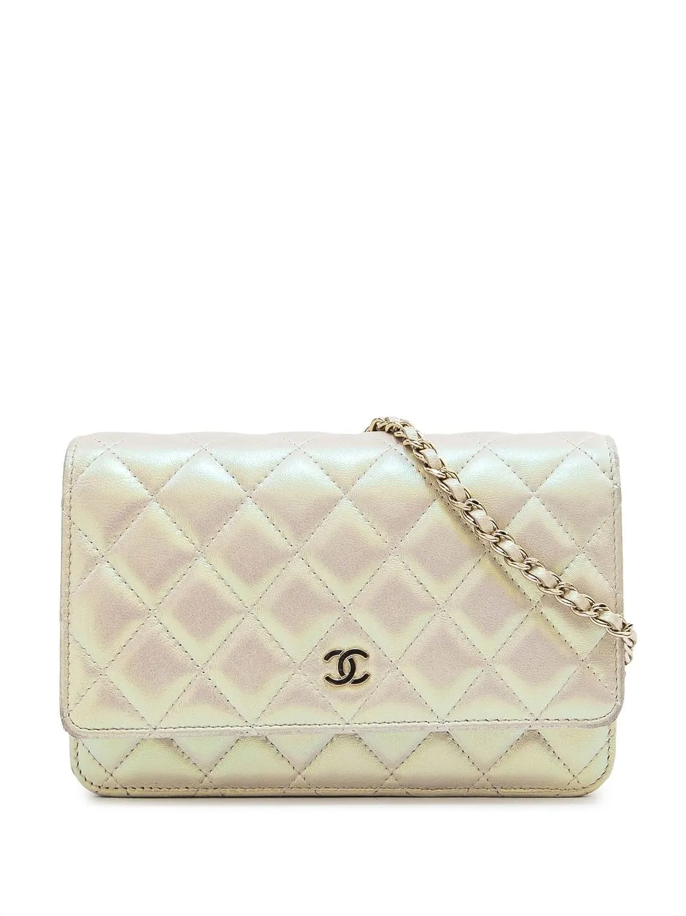 

Chanel Pre-Owned 2021 CC diamond-quilted chain wallet - White