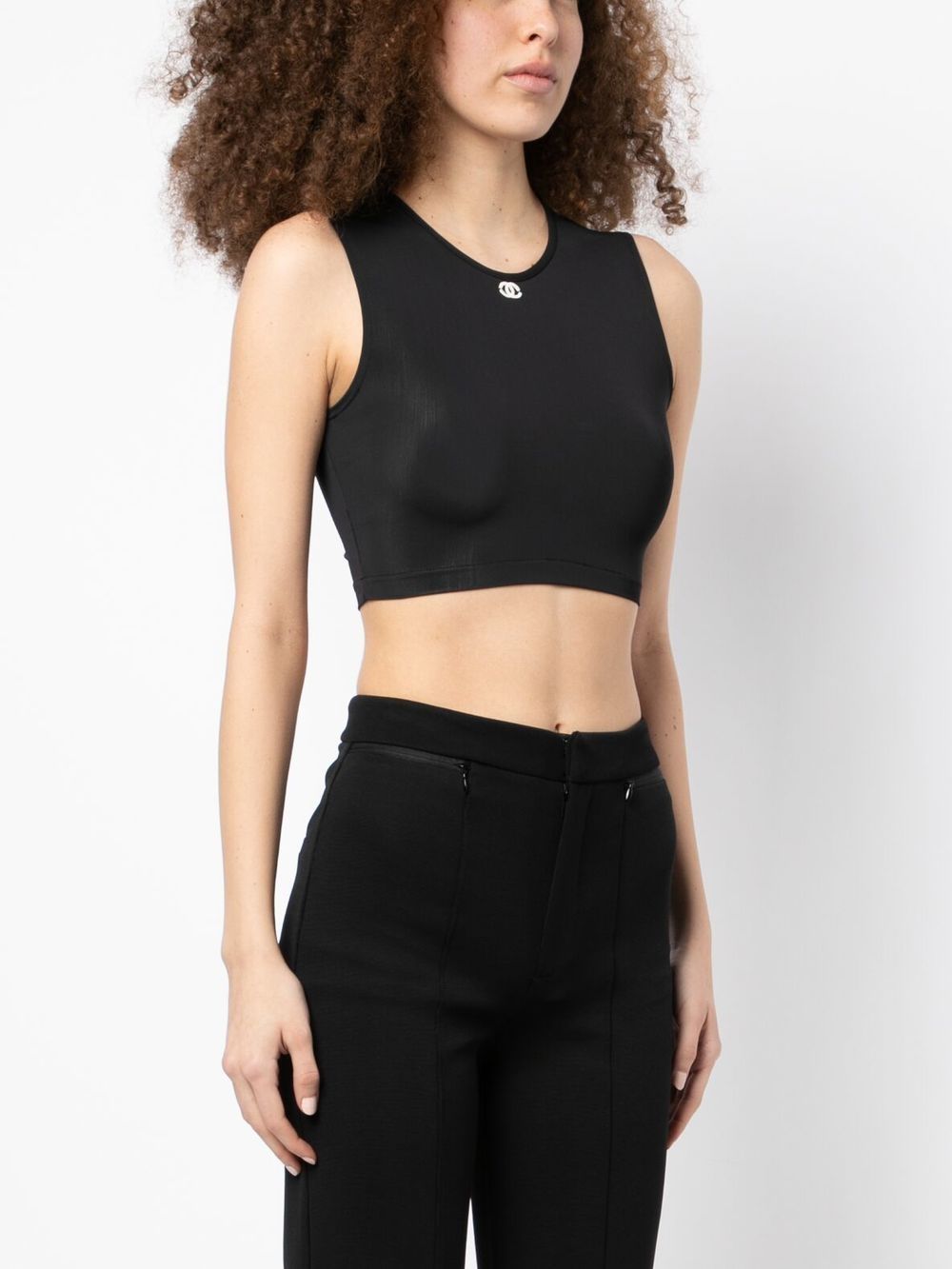 CHANEL 1990s CC embroidered crop top Women