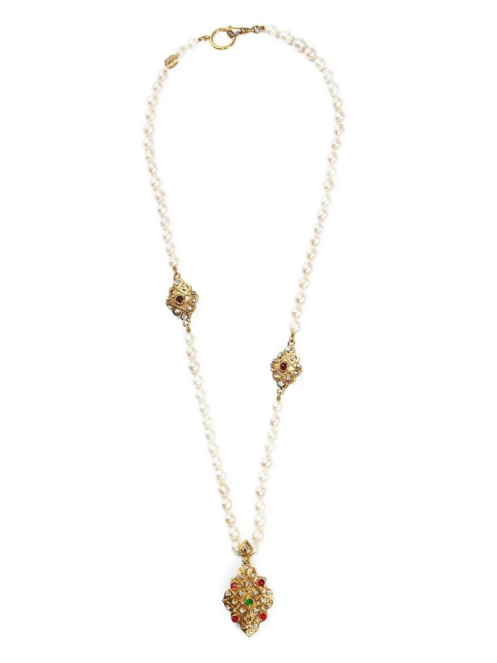 CHANEL Pre-Owned collar con dije de perlas 1990 | dorado | Image 1